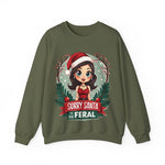 Sarcastic "Sorry Santa I've Been Feral" Coquette Pinup Girl Christmas Sweater