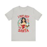 Coquette Pinup Girl Holiday T-Shirt, Funny "I Put Out For Santa" Christmas Tee