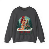 Funny Christmas Sweatshirt, "I Like 'Em Real Thick & Sprucey" Sarcastic Sweater