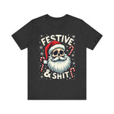 Festive & Sh*t Skull Santa Christmas Tee
