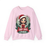 Sarcastic "Sorry Santa I've Been Feral" Coquette Pinup Girl Christmas Sweater