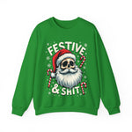 Skull Santa Gothic Christmas Sweatshirt, Festive Rebel Graphic Holiday Sweater