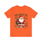 Funny Santa Tee, "You Should See The Size Of My Sack" Sarcastic Christmas T-Shirt