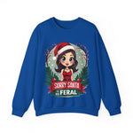 Sarcastic "Sorry Santa I've Been Feral" Coquette Pinup Girl Christmas Sweater