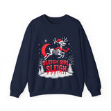 Gothic Skeleton Reindeer Christmas Sweatshirt - Sleigh Girl Sleigh Holiday Sweater