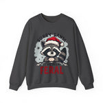 Funny Raccoon Christmas Sweatshirt, "Sorry Santa, I've Been Feral" Crewneck Sweater