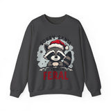 Funny Raccoon Christmas Sweatshirt, "Sorry Santa, I've Been Feral" Crewneck Sweater