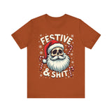 Festive & Sh*t Skull Santa Christmas Tee