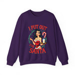 Coquette Pinup Girl Holiday Sweater, Funny "I Put Out For Santa" Christmas Sweatshirt