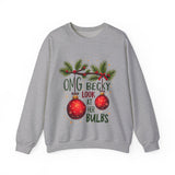 Funny Christmas Sweater, "OMG Becky Look at Her Bulbs" Sarcastic Christmas Sweatshirt