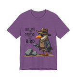 Humorous Bird Graphic Tee - Sarcastic  'Killing Two Stones with One Bird' T-Shirt