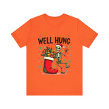 Funny Skeleton Christmas Tee, Sarcastic "Well Hung" Christmas T-Shirt