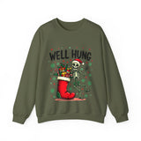 Funny Skeleton Christmas Sweater, Sarcastic "Well Hung" Christmas Sweatshirt