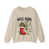 Funny Skeleton Christmas Sweater, Sarcastic "Well Hung" Christmas Sweatshirt