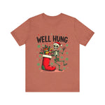 Funny Skeleton Christmas Tee, Sarcastic "Well Hung" Christmas T-Shirt