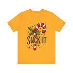 Funny 'Suck It' Candy Cane Christmas T-Shirt - Sarcastic Holiday Tee