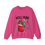 Funny Skeleton Christmas Sweater, Sarcastic "Well Hung" Christmas Sweatshirt