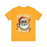 Festive & Sh*t Skull Santa Christmas Tee