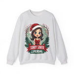 Sarcastic "Sorry Santa I've Been Feral" Coquette Pinup Girl Christmas Sweater