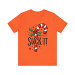 Funny 'Suck It' Candy Cane Christmas T-Shirt - Sarcastic Holiday Tee