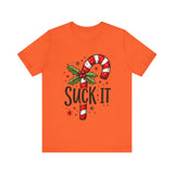 Funny 'Suck It' Candy Cane Christmas T-Shirt - Sarcastic Holiday Tee