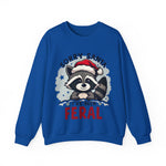 Funny Raccoon Christmas Sweatshirt, "Sorry Santa, I've Been Feral" Crewneck Sweater