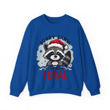 Funny Raccoon Christmas Sweatshirt, "Sorry Santa, I've Been Feral" Crewneck Sweater