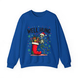 Funny Skeleton Christmas Sweater, Sarcastic "Well Hung" Christmas Sweatshirt