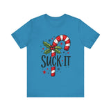 Funny 'Suck It' Candy Cane Christmas T-Shirt - Sarcastic Holiday Tee