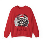 Funny Raccoon Christmas Sweatshirt, "Sorry Santa, I've Been Feral" Crewneck Sweater
