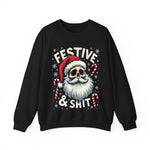 Skull Santa Gothic Christmas Sweatshirt, Festive Rebel Graphic Holiday Sweater