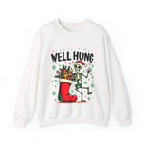 Funny Skeleton Christmas Sweater, Sarcastic "Well Hung" Christmas Sweatshirt