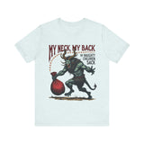 Sarcastic Krampus Christmas T-Shirt - "My Neck, My Back" Horror Graphic Tee