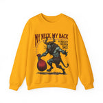 Sarcastic Krampus Christmas Sweatshirt - "My Neck, My Back" Horror Graphic Sweater
