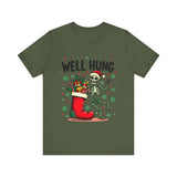 Funny Skeleton Christmas Tee, Sarcastic "Well Hung" Christmas T-Shirt