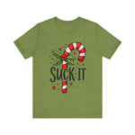 Funny 'Suck It' Candy Cane Christmas T-Shirt - Sarcastic Holiday Tee