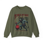 Sarcastic Krampus Christmas Sweatshirt - "My Neck, My Back" Horror Graphic Sweater