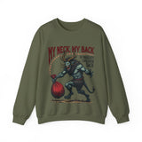 Sarcastic Krampus Christmas Sweatshirt - "My Neck, My Back" Horror Graphic Sweater