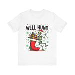 Funny Skeleton Christmas Tee, Sarcastic "Well Hung" Christmas T-Shirt