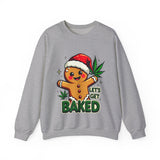 Let's Get Baked Funny Christmas Sweater, Funny Holiday Gingerbread Man Sweatshirt, Cannabis Humor Clothing