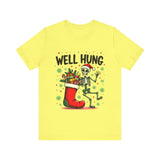 Funny Skeleton Christmas Tee, Sarcastic "Well Hung" Christmas T-Shirt
