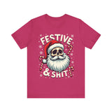 Festive & Sh*t Skull Santa Christmas Tee