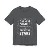 Inspirational Cosmic Graphic Tee, Motivational Bright Stars T-Shirt