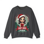 Sarcastic "Sorry Santa I've Been Feral" Coquette Pinup Girl Christmas Sweater