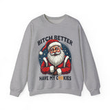 Sarcastic Santa Cookie Christmas Sweatshirt, Funny Festive Christmas Sweater