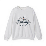 Frosty's Snowflake Café Christmas Sweatshirt, Festive Snowman Sweater