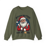 Sarcastic Santa Cookie Christmas Sweatshirt, Funny Festive Christmas Sweater