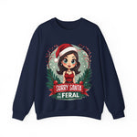 Sarcastic "Sorry Santa I've Been Feral" Coquette Pinup Girl Christmas Sweater