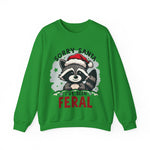 Funny Raccoon Christmas Sweatshirt, "Sorry Santa, I've Been Feral" Crewneck Sweater