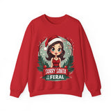 Sarcastic "Sorry Santa I've Been Feral" Coquette Pinup Girl Christmas Sweater